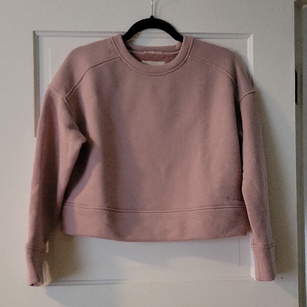 Smartwool Dusty Pink Mauve Recycled Terry Merino Wool Sweatshirt Cropped - S